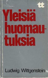 Ludwig Witgensteinin kirjan Yleisiä huomautuksia kansi